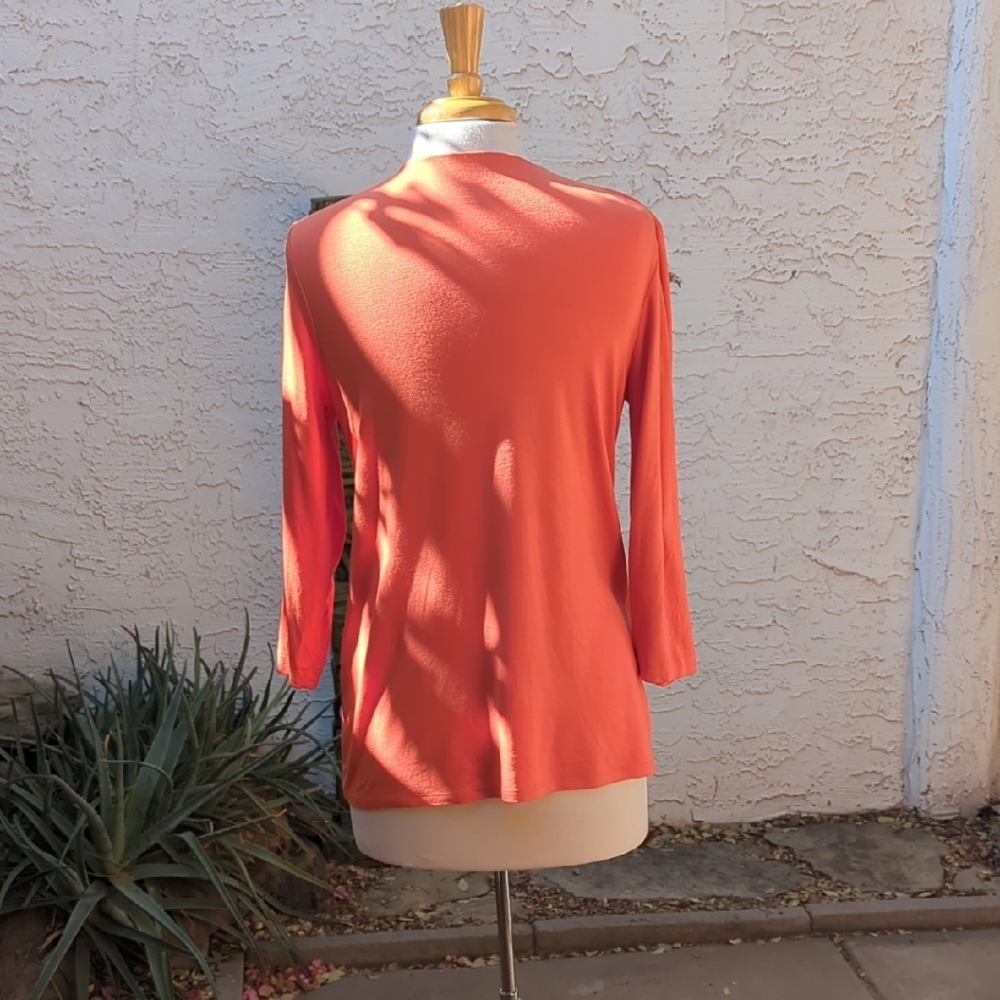Chico's Coral V-Neck Long Sleeve Top - Picture 4 of 4